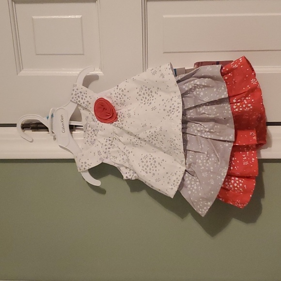 Calvin Klein Kids Dress - White, Gray, Red - Picture 1 of 4